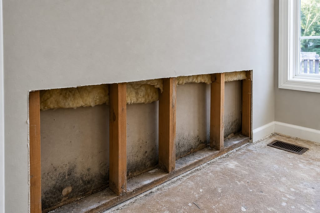 Cut back to solid drywall photo